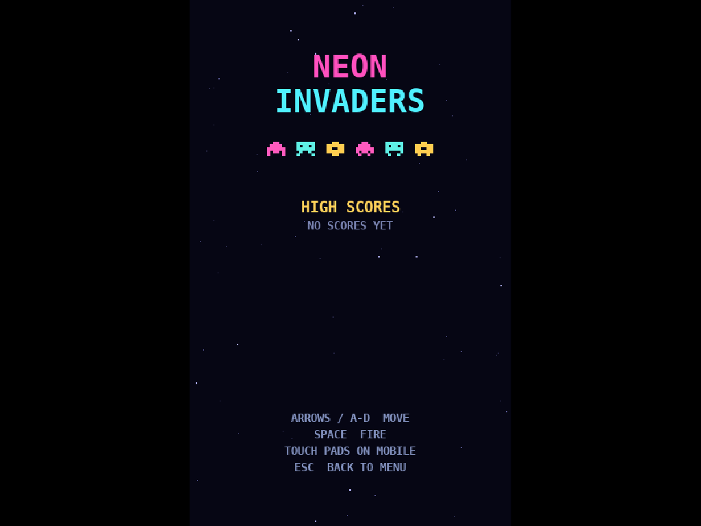 Retro Space Invaders gameplay screenshot