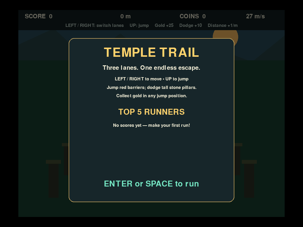 Retro Temple Run gameplay screenshot